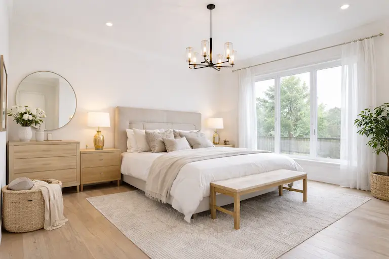 Serene bedroom with natural light